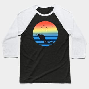 Retro Diver Diving Baseball T-Shirt